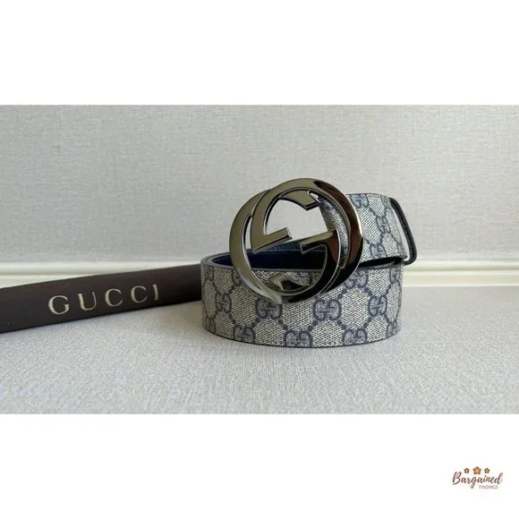 Auth GUCCI GG Supreme Interlocking G Buckle 34